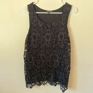 Cable & Gauge Black Lace Detail Top